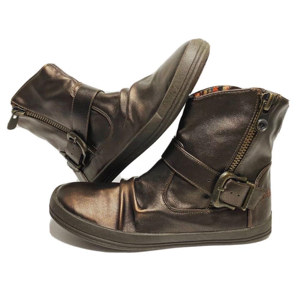 Blowfish Malibu Bronze Side-Zip Boots: 7